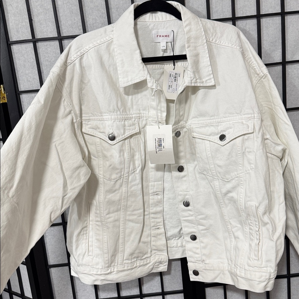 Frame  Heritage Oversized Denim Jacket White Size L - Picture 4 of 5